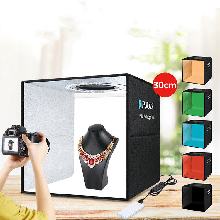 Avezano 30cm Folding Portable Ring Light Photo Lighting Studio Shooting Tent Box Kit with 6 Colors Reflector Backdrops-AVEZANO